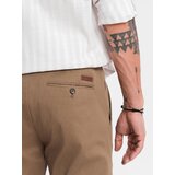 Ombre Men's REGULAR FIT chino pants with fine texture - dark beige | shoptok.hr