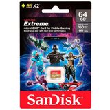 Sandisk Extreme microSDXC card for Mobile Gaming 64GB do 170MB/s & 80MB/s A2 C10 V30 UHS-I U3 - SDSQXAH-064G-GN6GN | Shoptok.si