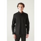 Avva Men's Black Oxford 100% Cotton Buttoned Collar Standard Fit Regular Cut Shirt Cene