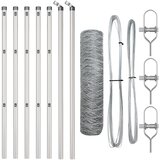 vidaXL Ograja v obliki heksagona 0.5x10 m Pocinkano jeklo, Ograjne palice 7 kos Ø32 mm 100 cm Pocinkano jeklo Cene