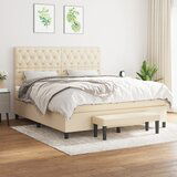 The Living Store Box spring postelja z vzmetnico krem 160x200 cm blago - Box Spring Postelja, (21438744) Cene