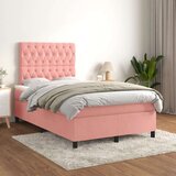 Box spring postelja z vzmetnico roza 120x200 cm žamet, (20791976) Cene