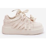 Boto Eco Leather Sneakers On Platform Beige Penolle | Shoptok.si