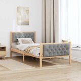  Krevetna konstrukcija s uzglavljem Svijetlo siva 90 x 200 cm Smeđa | Shoptok.si