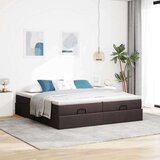 vidaXL Otomanski posteljni okvir z vzmetnicami rjav 200x200 cm blago | Shoptok.si