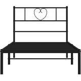  Metalni okvir za krevet s uzglavljem crni 107x203 cm | shoptok.hr