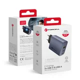 F-Energy GaN omrežni polnilec - 65 W s priključki: 2x USB C in USB A s PD in QC 4.0 polnjenjem