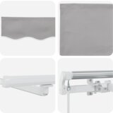 vidaXL ročna raztegljiva tenda z LED svetlobo svetlo siva 300x250 cm, zamenjava za tenda za okvir 3x2,5 m svetlo siva | Shoptok.si