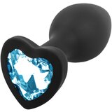 Sunfo silikonski analni dildo s srčastim kamnom (črno-safir) | Shoptok.si