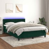  box spring s madracem LED tamnozeleni 140x190 cm baršun | shoptok.hr