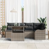 vidaXL 6-delna Zunanja Sofa Skupina z Blazinami Siva Poli Ratan | Shoptok.si