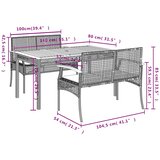 3-dijelni vrtni blagovaonski set od poliratana s jastucima bež 140 cm table length | shoptok.hr