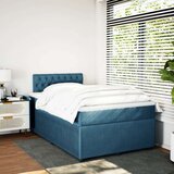 vidaXL Box spring postelja z vzmetnico modra 120x190 cm žamet, (21309959) | Shoptok.si