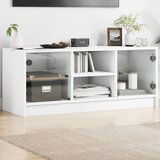 Maison Chic TV omarica - TV stojalo - Televizijska omarica s steklenimi vrati bela 102x37x42 cm, (21699800) | Shoptok.si