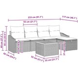  Sjedeća garnitura za vrt 6 kom. Crna poliratan 233 x 117 x 85 cm | shoptok.hr