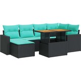  Vrtna sedežna garnitura 7-delna z blazinami črn poli ratan, (22047874) | Shoptok.si