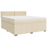  Boxspring krevet s madracem Krem 140 x 200 cm Tkanina - Krem 140 x 200 cm Dizajn s rombovima | shoptok.hr