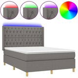  Box spring postelja z vzmetnico LED temno siva 140x190 cm blago, (20725104) | Shoptok.si