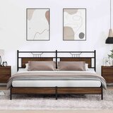 Metalni Kovinski posteljni okvir brez vzmetnice rjavi hrast 200x200 cm, (21829690) | Shoptok.si