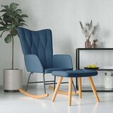 vidaXL gugalni stol s stolčkom modro blago | Shoptok.si