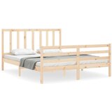 The Living Store Posteljni okvir z vzglavjem 160x200 cm trden les - Posteljni Okvir, (21531440) | Shoptok.si
