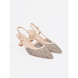 GOODIN Light beige openwork pumps with a low heel | Shoptok.si
