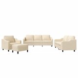 vidaXL 4-dijelni set sofa s jastucima krem od tkanine - Krema s jastučićima i tabureom Cijene
