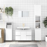 Maison Chic Kopalniška omarica - Kopalniški kabinet visok sijaj bela 80x33x60 cm inženirski les, (21794795) | Shoptok.si
