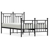  Metalni okvir kreveta uzglavlje i podnožje crni 135x190 cm | shoptok.hr