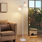 Nettlife talna svetilka za dnevno sobo 2 žarnici E14 vintage bel senčnik iz blaga 145 cm talna svetilka, (22148921) | Shoptok.si