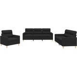 3-dijelni set sofa s jastucima crni od tkanine | shoptok.hr