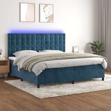  Box spring postelja z vzmetnico LED temno modra 200x200cm žamet Cene