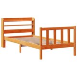 vidaXL Posteljni okvir z vzglavjem voščeno rjava 75x190 cm borovina | Shoptok.si