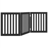 vidaXL Vrata za pse zložljiva 3 paneli črna 150 cm topolovina | Shoptok.si