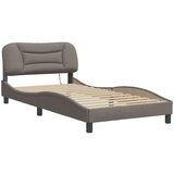 vidaXL Posteljni okvir z LED lučkami taupe 100x200 cm tkanina | Shoptok.si