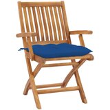 Maison Chic Vrtni stoli - Stol za vrt 2 kosa z modrimi blazinami trdna tikovina JS1453, (21877391) | Shoptok.si