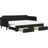  The Living Store Izvlečna dnevna postelja s predali črna 80x200 cm žamet - Izvlečna Dnevna Postelja, (21490908) | Shoptok.si