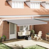 vidaXL Avtomatska retraktibilna tenda z LED svetlo siva 450x350 cm, Zamenjava tkanine za tendo 4.5x3.5 m okvir svetlo siva Cene