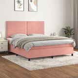  The Living Store Box spring postelja z vzmetnico roza 160x200 cm žamet - Box Spring Postelja, (21492444) Cene