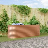 vidaXL Smeđa Povišena Vrtna Gredica - Drveni Izgled 240x80x81 cm Čelik | shoptok.hr