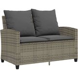 vidaXL Vrtna sofa 2-sjed s jastucima i stolom sivi poliratan | shoptok.hr