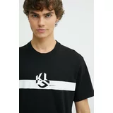 KARL LAGERFELD JEANS Bombažna kratka majica moška, črna barva, 245D1701