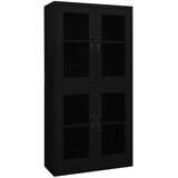  Uredski ormarić crni 90 x 40 x 180 cm čelik i kaljeno staklo | shoptok.hr