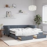  Dnevni krevet s pomoćnim ležajem i ladicama bez madraca tamno siva 90x190 cm | shoptok.hr