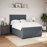 vidaXL Box spring postelja z vzmetnico temno siva 140x200 cm žamet | Shoptok.si