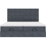 vidaXL Otomanski posteljni okvir z vzmetnicami siv 200x200cm žamet | Shoptok.si