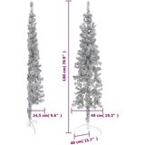  Tanka umjetna polovica božićnog drvca sa stalkom srebrna 180 cm | shoptok.hr