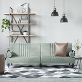 The Living Store Raztegljiv kavč z naslonjali za roke svetlo siv žamet - Raztegljiv Kavč, (21494026) Cene