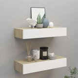 vidaXL zidne police s ladicama 2 kom hrast i bijele 60x23,5x10 cm MDF Cijene