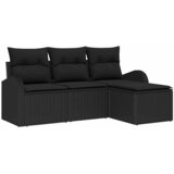 vidaXL Kavčna garnitura z blazino 4 pcs Črna poli ratan, (5000153582) | Shoptok.si